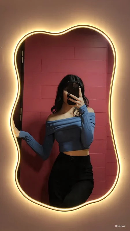 Meta AI glowing mirror photo editing prompt by PromptSaar