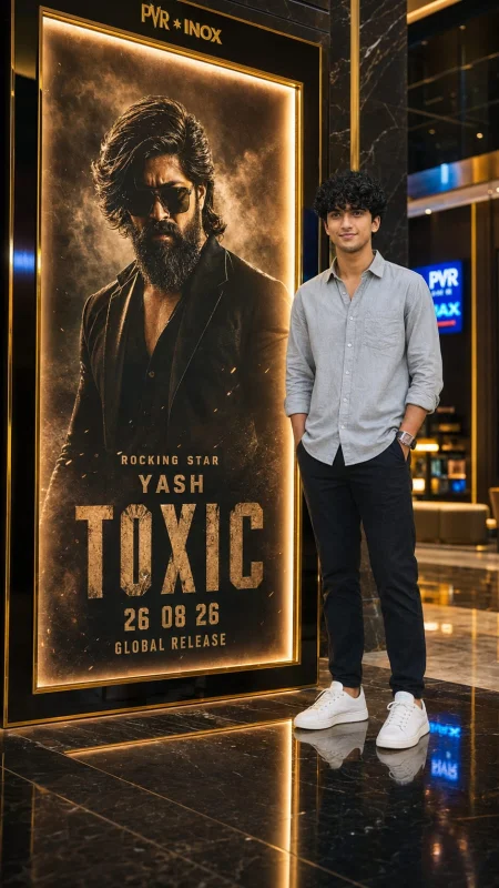 Toxic movie poster boy AI photo editing prompt by PromptSaar