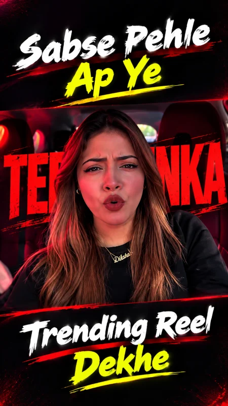 Woman sitting in a car back seat lip-syncing under dramatic red lighting for a trending reel