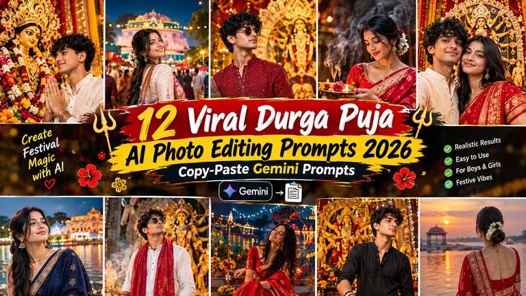 12 Viral Durga Puja AI Photo Editing Prompts 2026: Copy-Paste Gemini Prompts