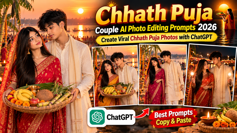 Chhath Puja Couple AI Photo Editing Prompts 2026 | Create Viral Chhath Puja Photos with ChatGPT